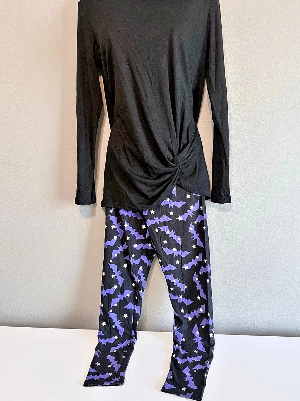 Black & Purple Bat Print Leggings